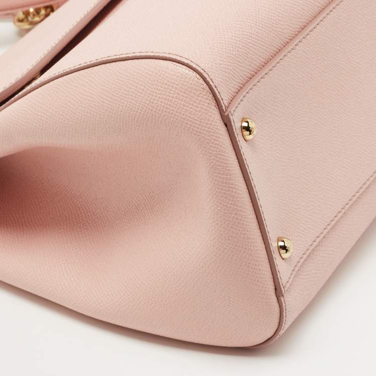 Pre Owned Dolce & Gabbana Pink Leather Large Miss Sicily Top Handle Bag