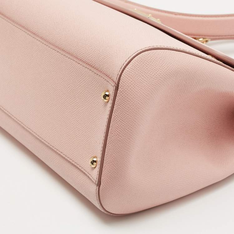 Pre Owned Dolce & Gabbana Pink Leather Large Miss Sicily Top Handle Bag