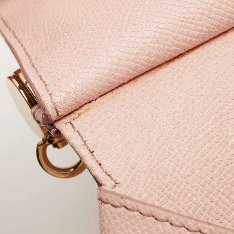 Pre Owned Dolce & Gabbana Pink Leather Large Miss Sicily Top Handle Bag