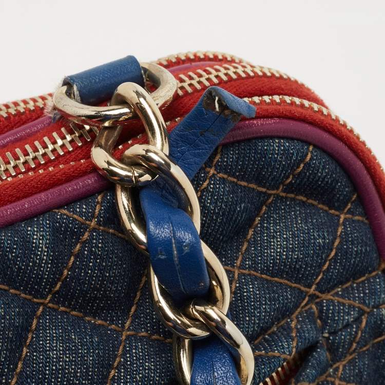 Pre Owned Dolce & Gabbana Multicolor Denim and Leather Lilly Glam Shoulder Bag