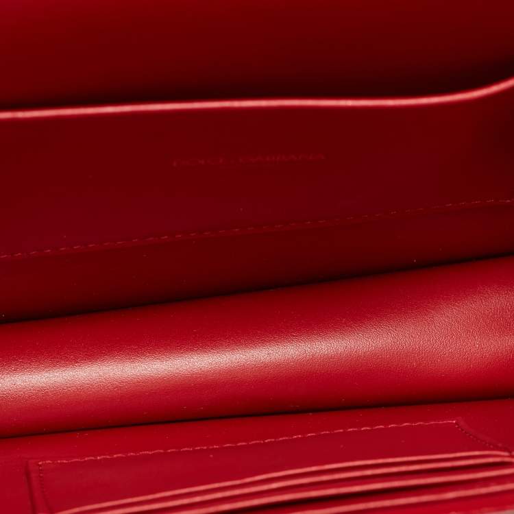 Pre Owned Dolce & Gabbana Red Leather Medium Devotion Shoulder Bag