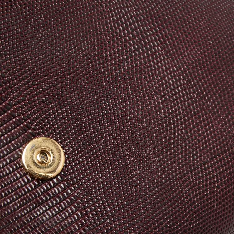 Pre Owned Dolce & Gabbana Burgundy Lizard Embossed Leather Medium Miss Sicily Top Handle Bag