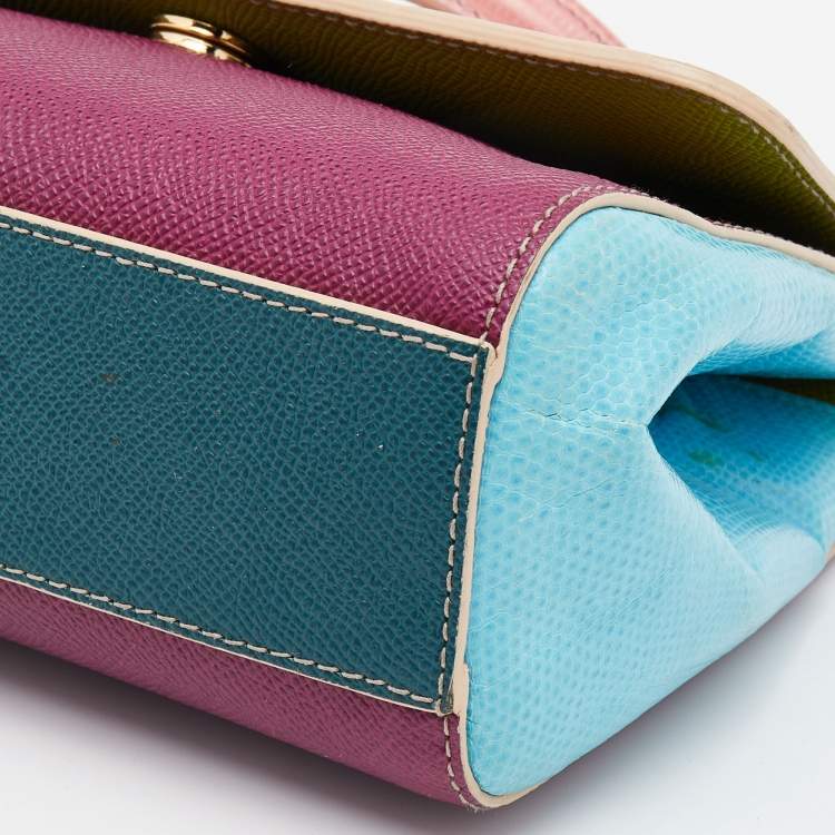 Pre Owned Dolce & Gabbana Multicolor Lizard Embossed Leather Small Miss Sicily Top Handle Bag