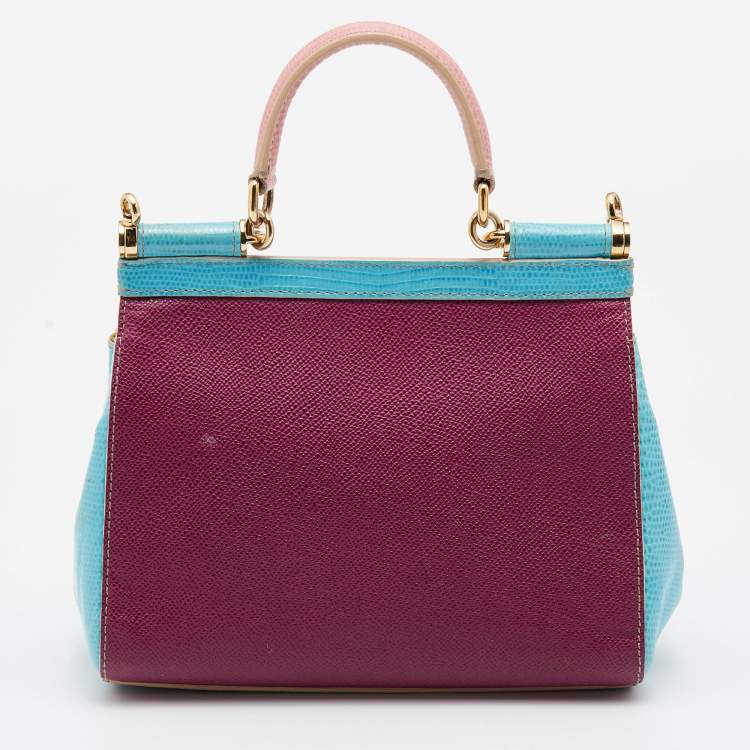 Pre Owned Dolce & Gabbana Multicolor Lizard Embossed Leather Small Miss Sicily Top Handle Bag