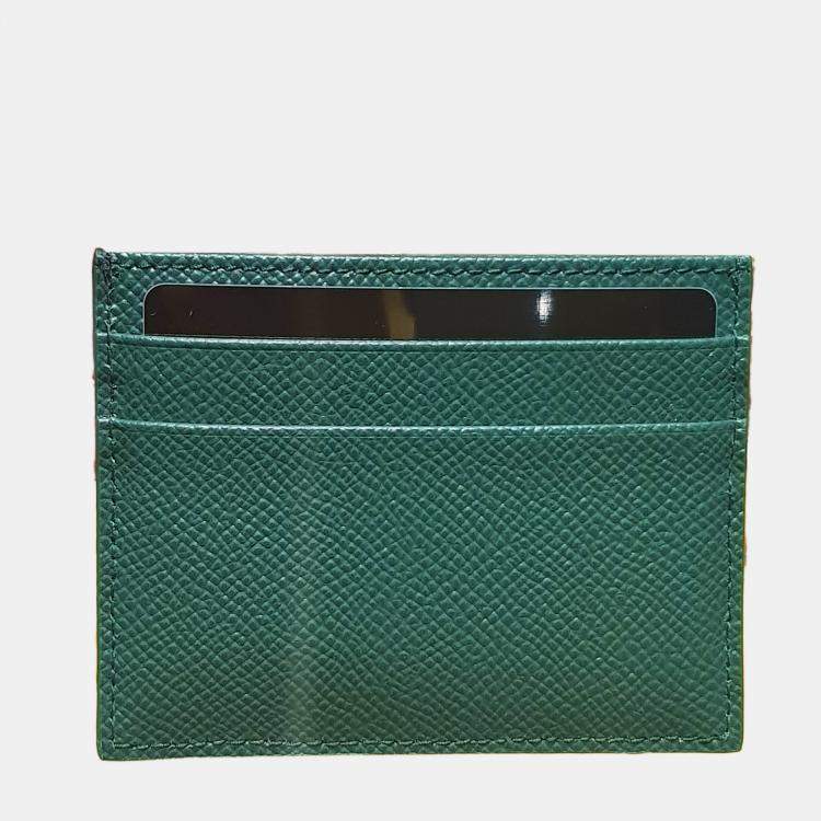 Pre Owned Dolce & Gabbana Green Leather DG Card Holder