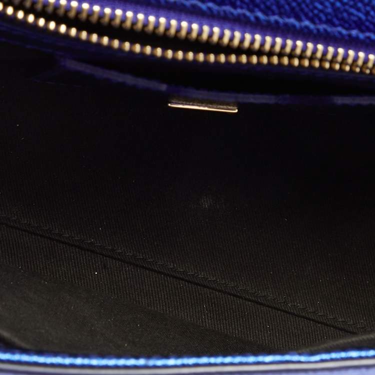 Pre Owned Dolce & Gabbana Metallic Blue Leather Medium Miss Sicily Top Handle Bag