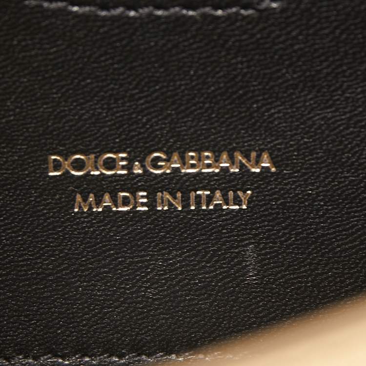 Pre Owned Dolce & Gabbana Gold Leather DG Logo Crossbody Bag
