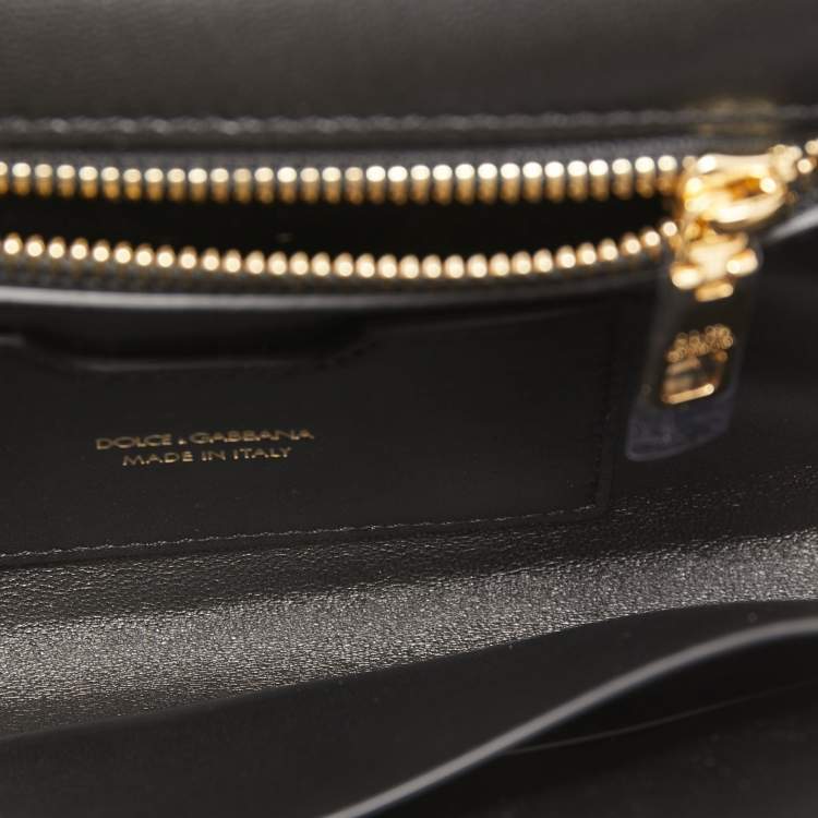 Pre Owned Dolce & Gabbana Gold Leather DG Logo Crossbody Bag