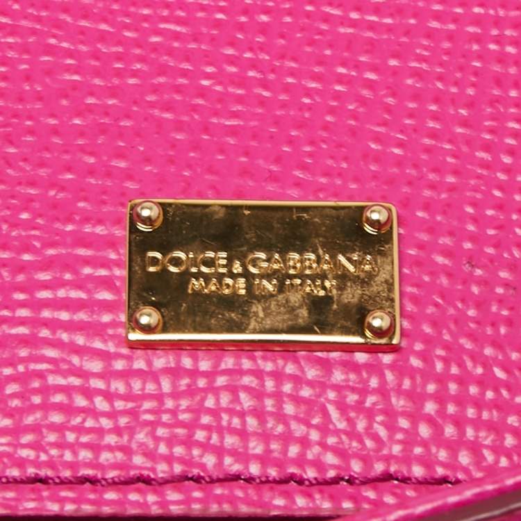 Pre Owned Dolce & Gabbana Pink Leather Regular Miss Sicily Top Handle Bag