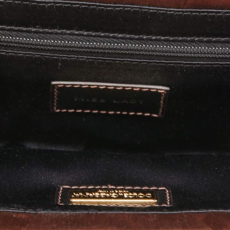 Pre Owned Dolce & Gabbana Brown Pleated Satin Miss Lady Frame Clutch