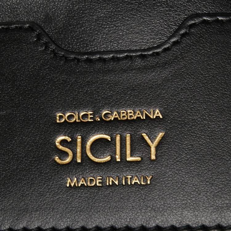 Pre Owned Dolce & Gabbana Black Patent Leather Long Medium Miss Sicily Top Handle Bag