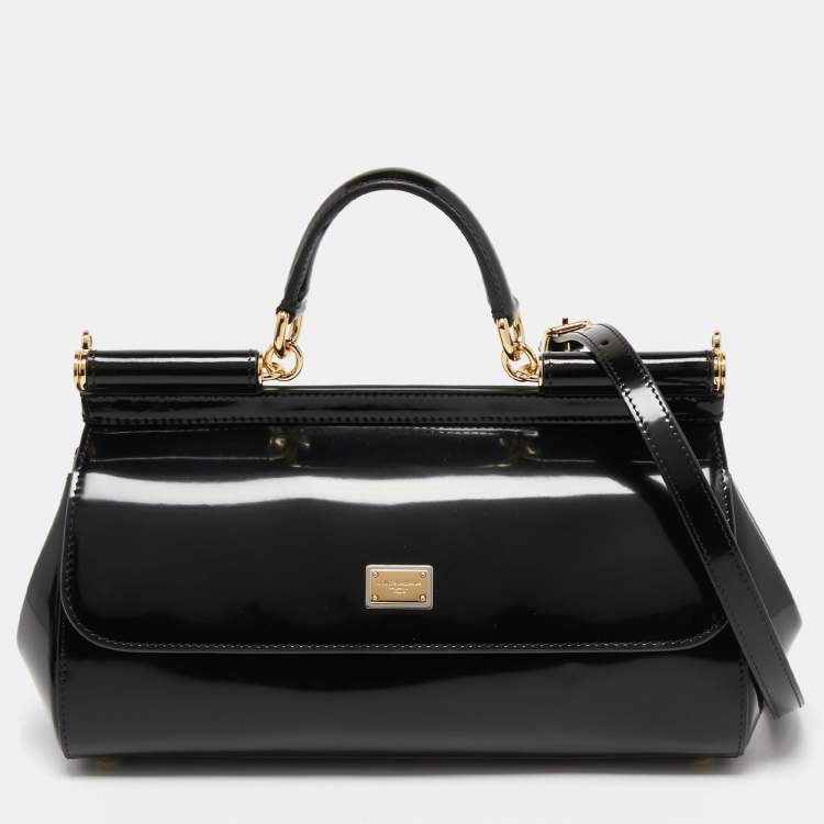 Dolce & Gabbana Black Patent Leather Long Medium Miss Sicily