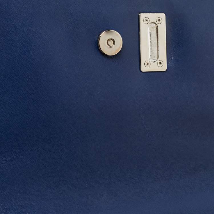 Pre Owned Dolce & Gabbana Blue Patent Leather Medium Miss Monica Top Handle Bag