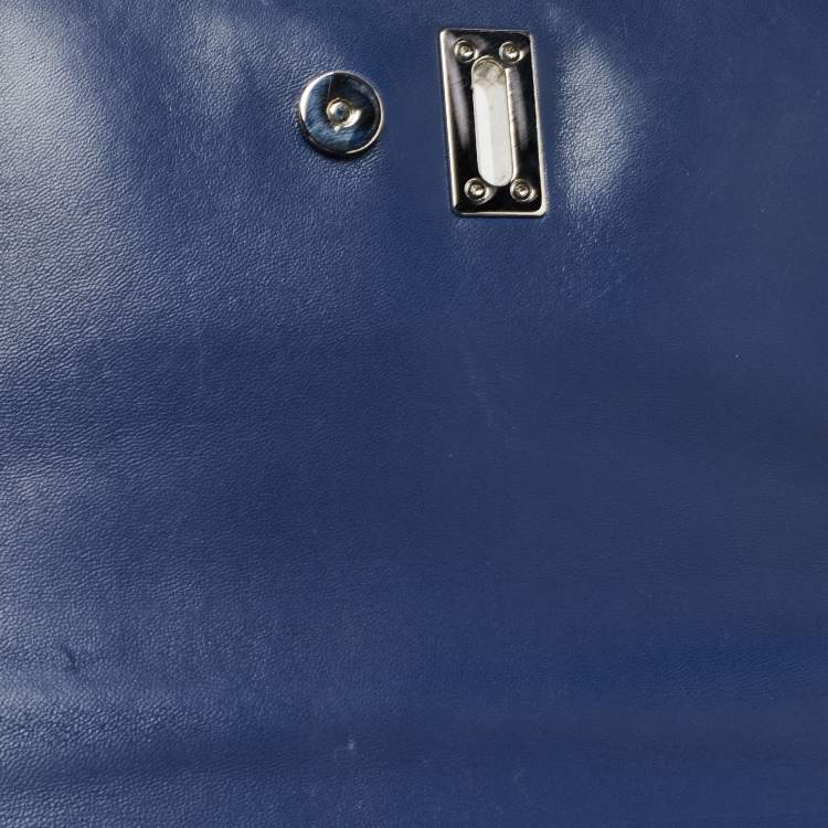 Pre Owned Dolce & Gabbana Blue Patent Leather Medium Miss Monica Top Handle Bag