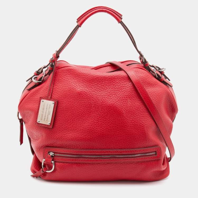 Pre Owned Dolce & Gabbana Red Leather Miss Bunny Satchel