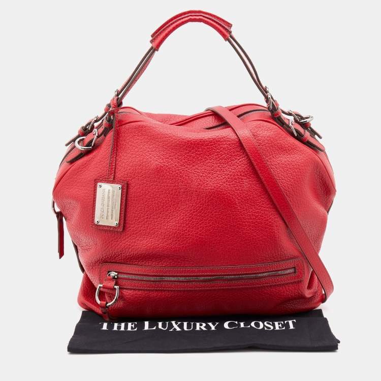 Pre Owned Dolce & Gabbana Red Leather Miss Bunny Satchel