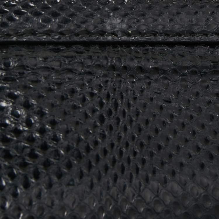 Pre Owned Dolce & Gabbana Black Leather and Watersnake Medium Miss Sicily Top Handle Bag