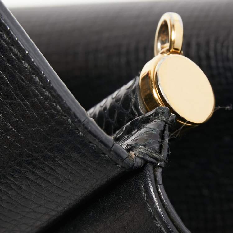 Pre Owned Dolce & Gabbana Black Leather and Watersnake Medium Miss Sicily Top Handle Bag