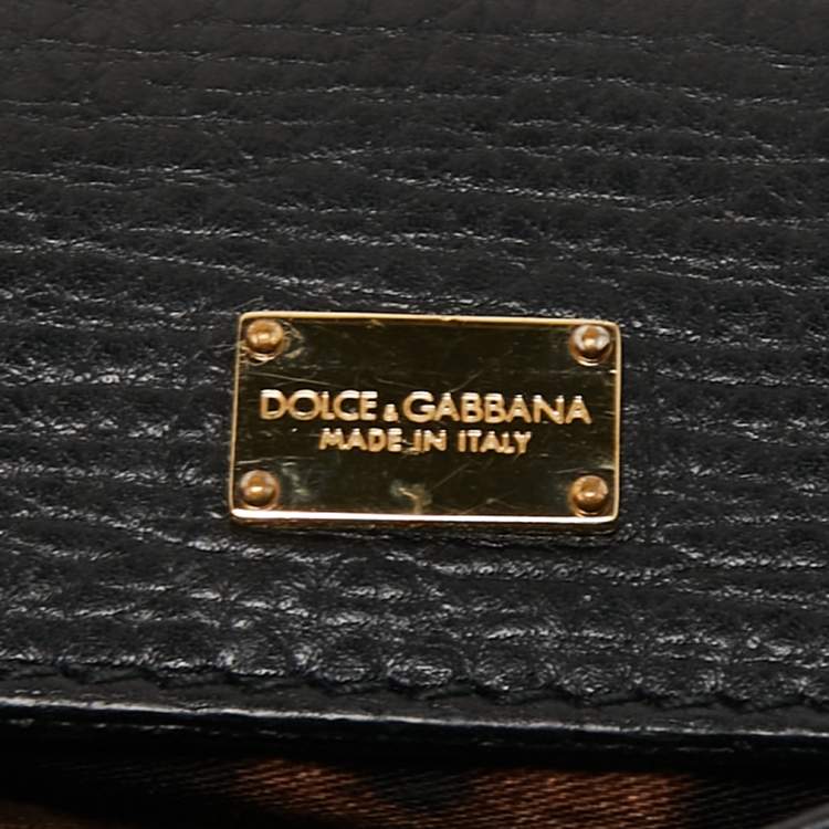 Pre Owned Dolce & Gabbana Black Leather and Watersnake Medium Miss Sicily Top Handle Bag