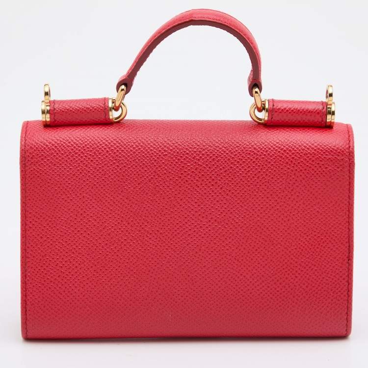 Pre Owned Dolce & Gabbana Red Leather Miss Sicily Von Wallet on Chain