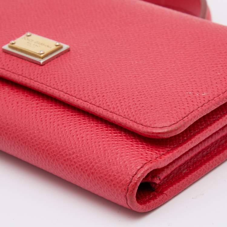 Pre Owned Dolce & Gabbana Red Leather Miss Sicily Von Wallet on Chain