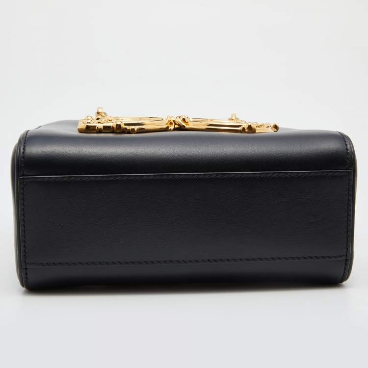 Pre Owned Dolce & Gabbana Black Leather Small DG Girls Tote