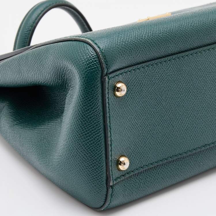 مملوكة مسبقًا Dolce & Gabbana Green Leather Medium Miss Sicily Top Handle Bag