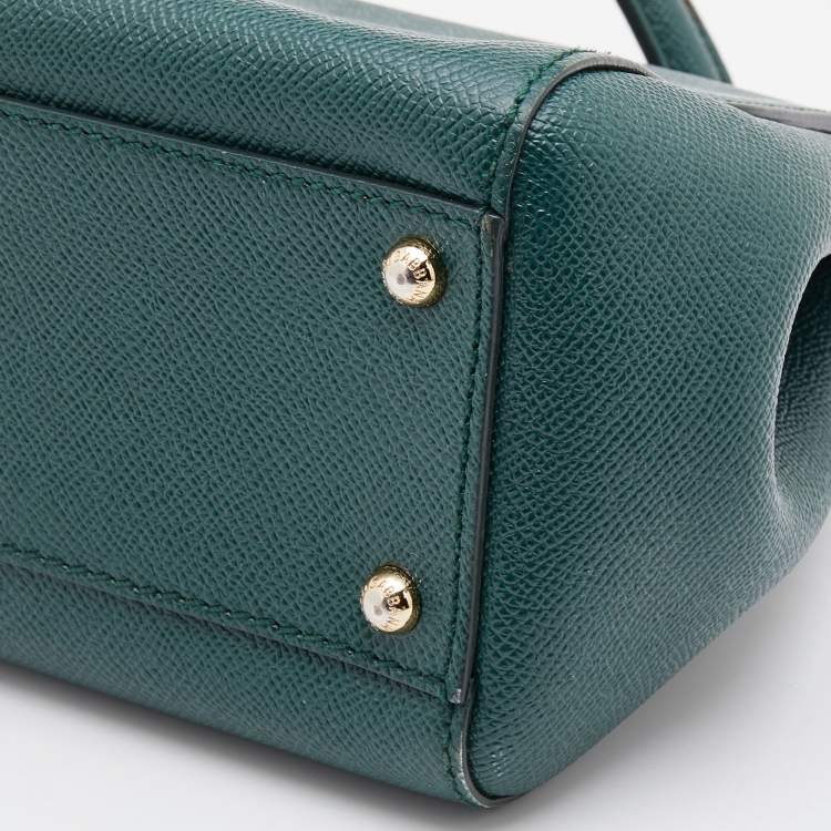مملوكة مسبقًا Dolce & Gabbana Green Leather Medium Miss Sicily Top Handle Bag