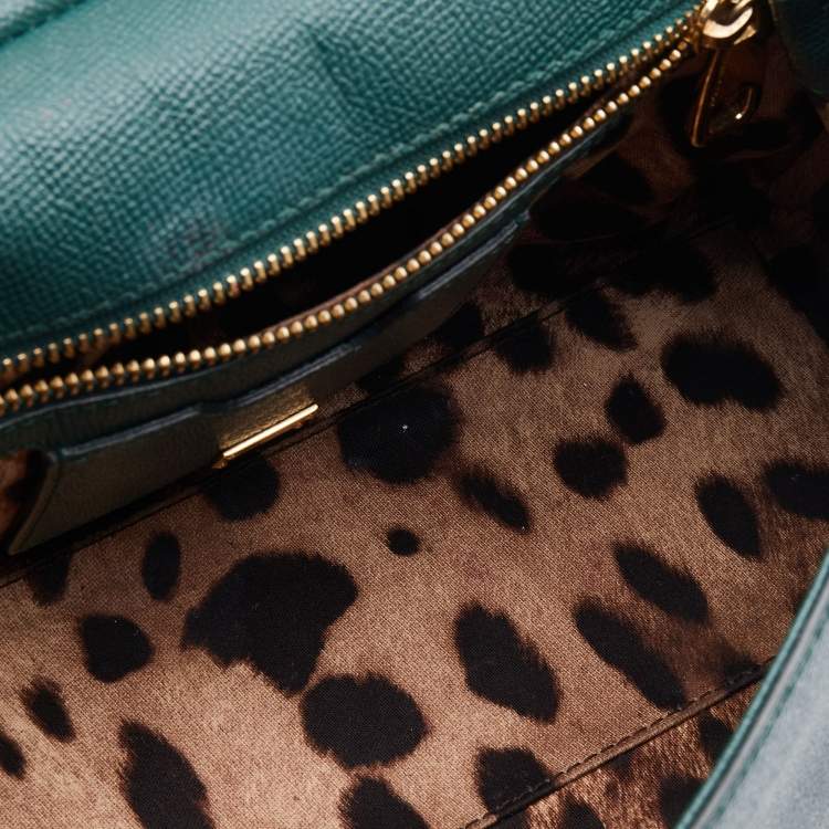 مملوكة مسبقًا Dolce & Gabbana Green Leather Medium Miss Sicily Top Handle Bag