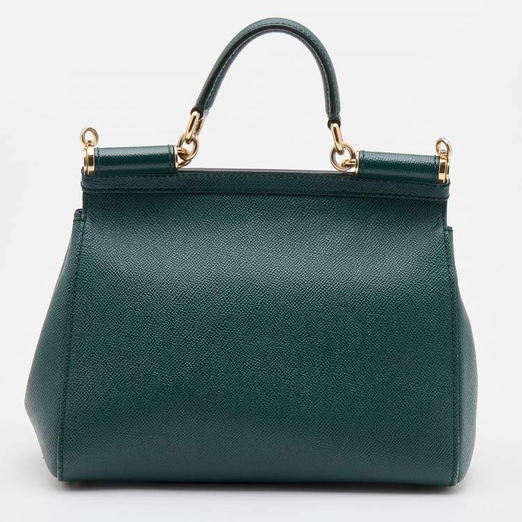 مملوكة مسبقًا Dolce & Gabbana Green Leather Medium Miss Sicily Top Handle Bag
