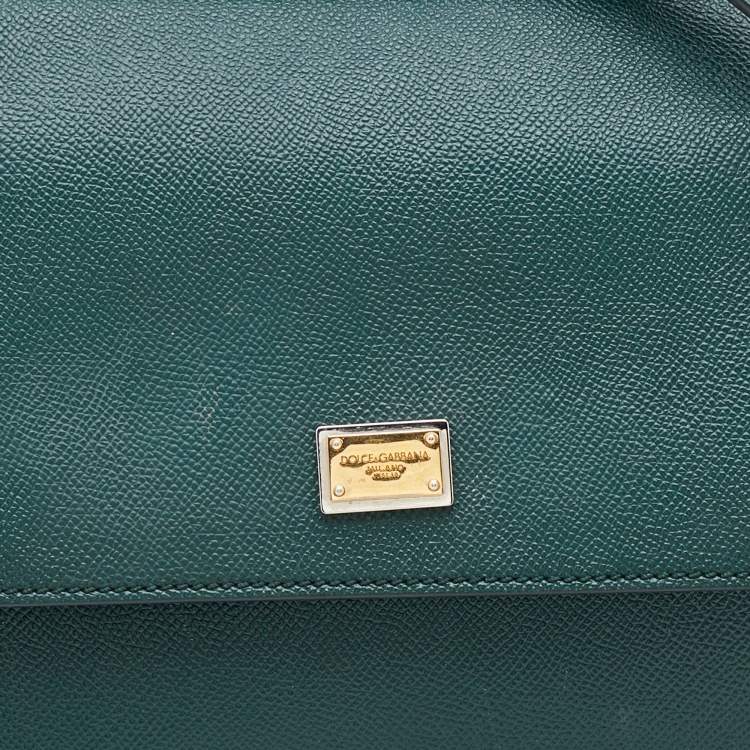 مملوكة مسبقًا Dolce & Gabbana Green Leather Medium Miss Sicily Top Handle Bag