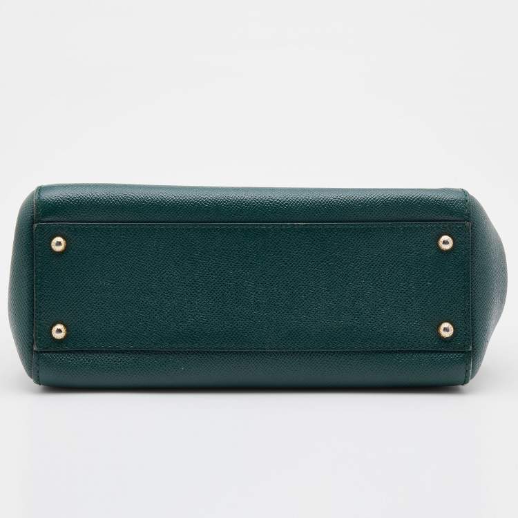 مملوكة مسبقًا Dolce & Gabbana Green Leather Medium Miss Sicily Top Handle Bag