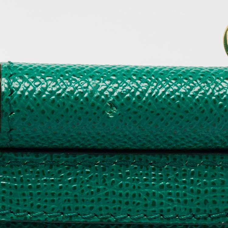 Pre Owned Dolce & Gabbana Green Leather Medium Miss Sicily Family Patchwork Top Handle Bag
