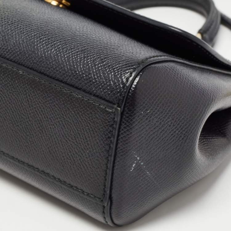 Pre Owned Dolce & Gabbana Black Leather Small Miss Sicily Top Handle Bag