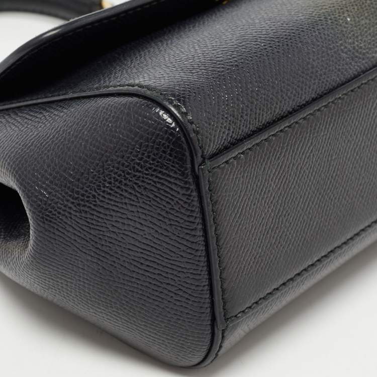 Pre Owned Dolce & Gabbana Black Leather Small Miss Sicily Top Handle Bag