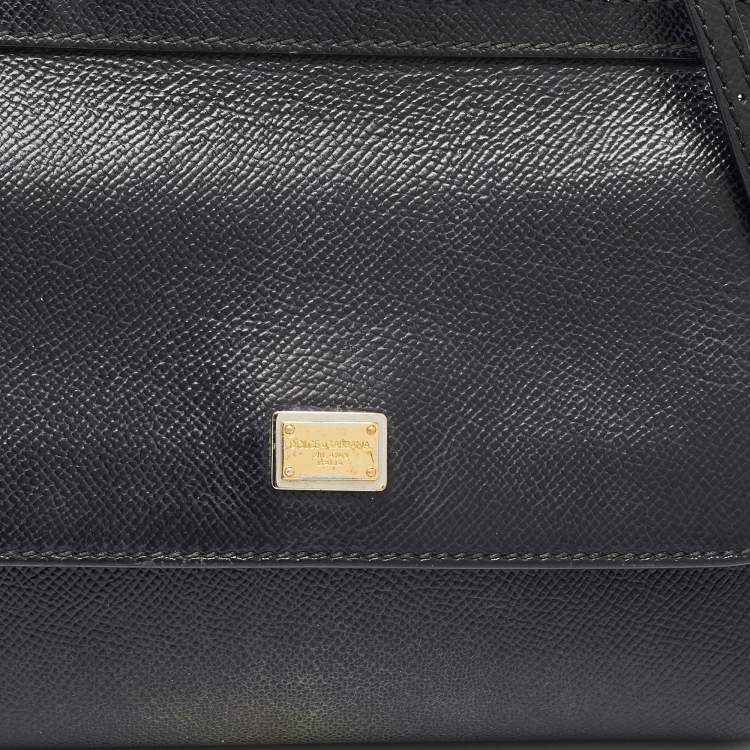 Pre Owned Dolce & Gabbana Black Leather Small Miss Sicily Top Handle Bag