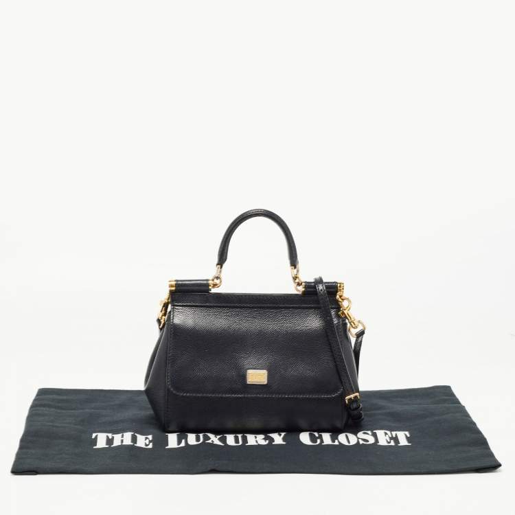 Pre Owned Dolce & Gabbana Black Leather Small Miss Sicily Top Handle Bag