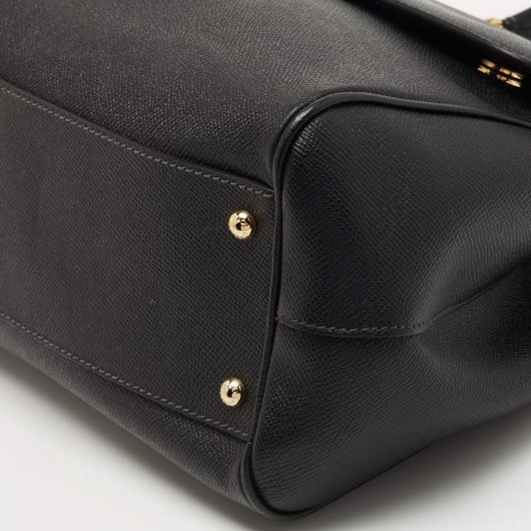 Pre Owned Dolce & Gabbana Black Leather Large Miss Sicily Top Handle Bag