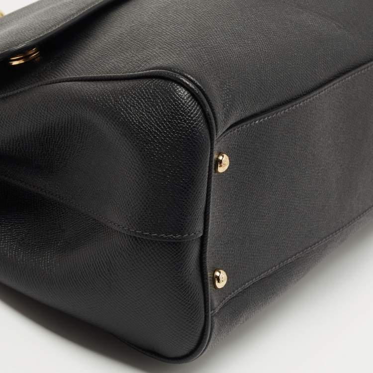 Pre Owned Dolce & Gabbana Black Leather Large Miss Sicily Top Handle Bag