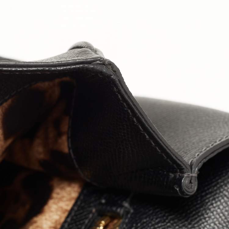 Pre Owned Dolce & Gabbana Black Leather Large Miss Sicily Top Handle Bag
