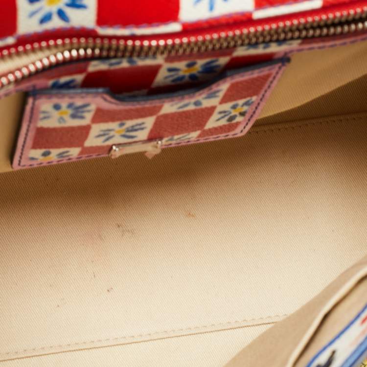 Pre Owned Dolce & Gabbana Multicolor Majolica Print Leather Miss Sicily Top Handle Bag