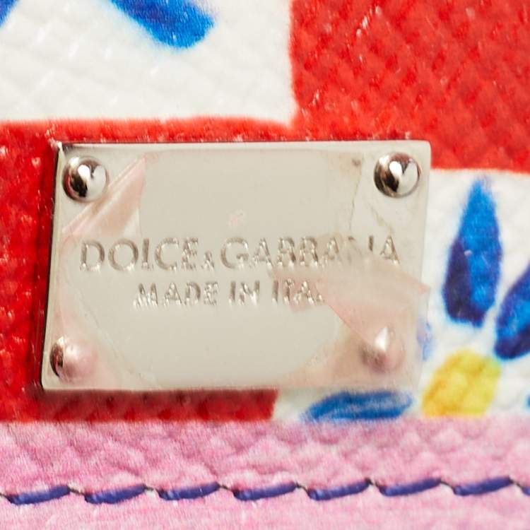Pre Owned Dolce & Gabbana Multicolor Majolica Print Leather Miss Sicily Top Handle Bag