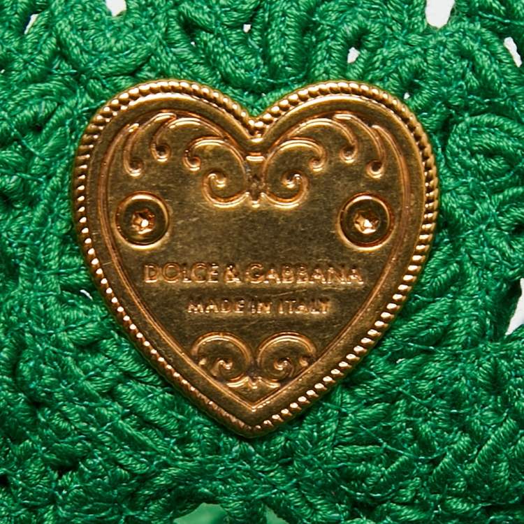 Pre Owned Dolce & Gabbana Green Crochet Beatrice Tote