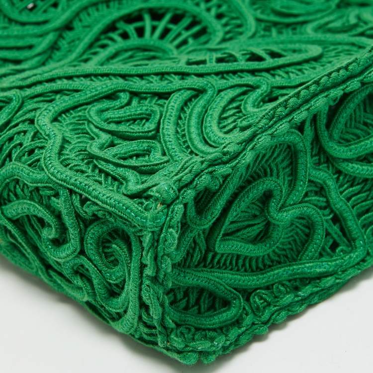 Pre Owned Dolce & Gabbana Green Crochet Beatrice Tote