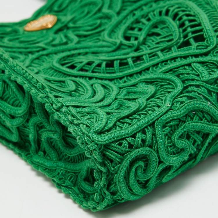 Pre Owned Dolce & Gabbana Green Crochet Beatrice Tote