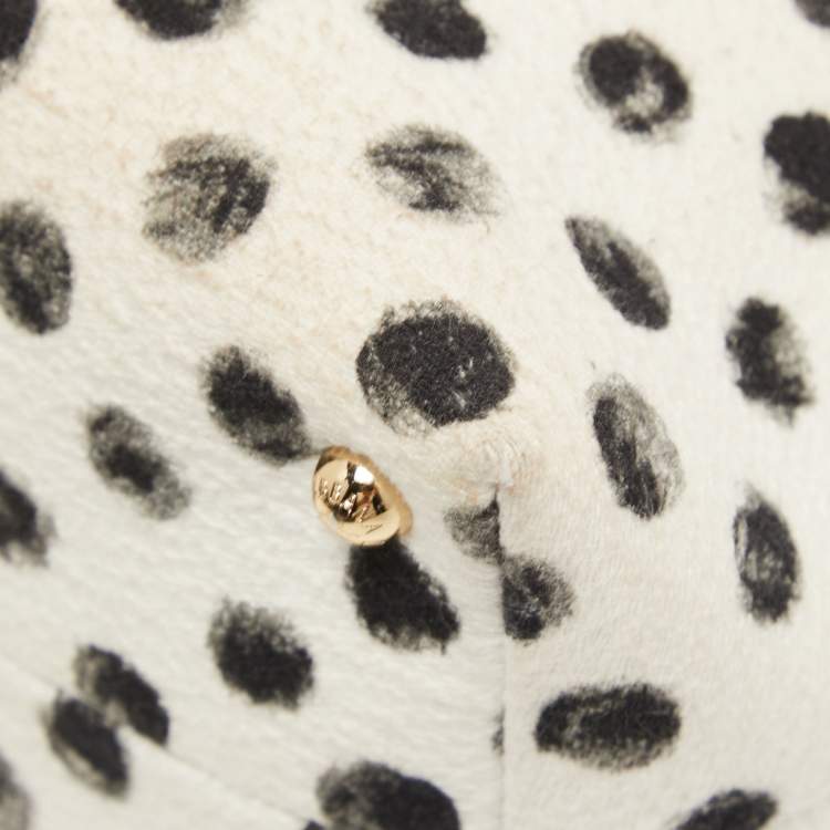 Pre Owned Dolce & Gabbana White/Black Polka Canvas and Leather Sicily Tote
