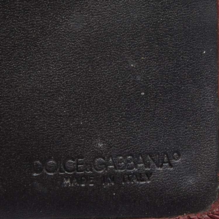 Pre Owned Dolce & Gabbana Burgundy Leather Flap Continental Wallet