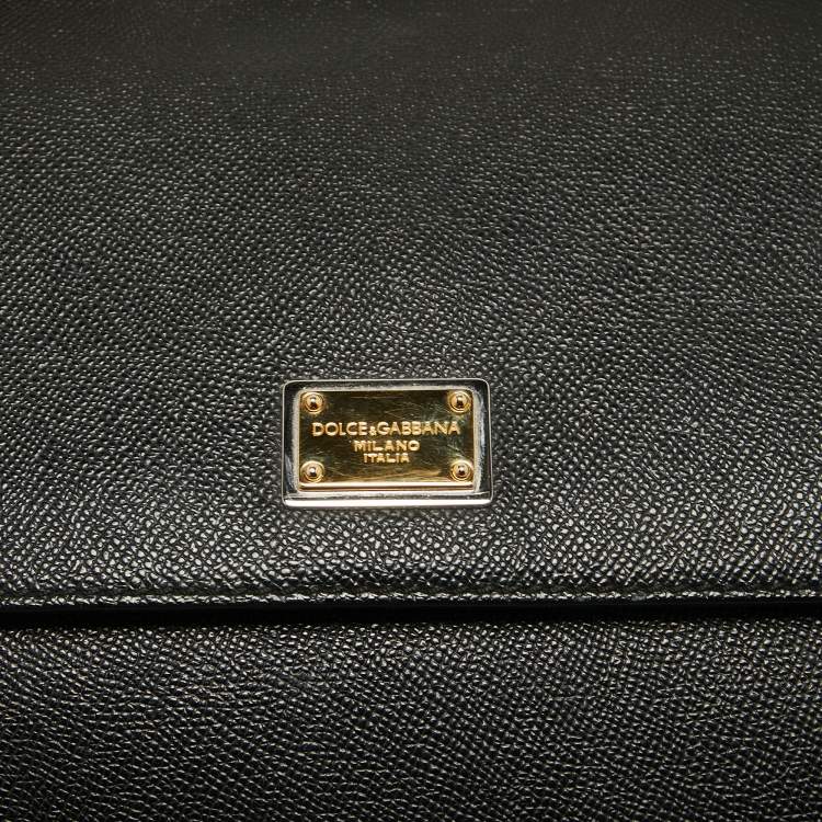 Pre Owned Dolce & Gabbana Black Leather Large Miss Sicily Top Handle Bag
