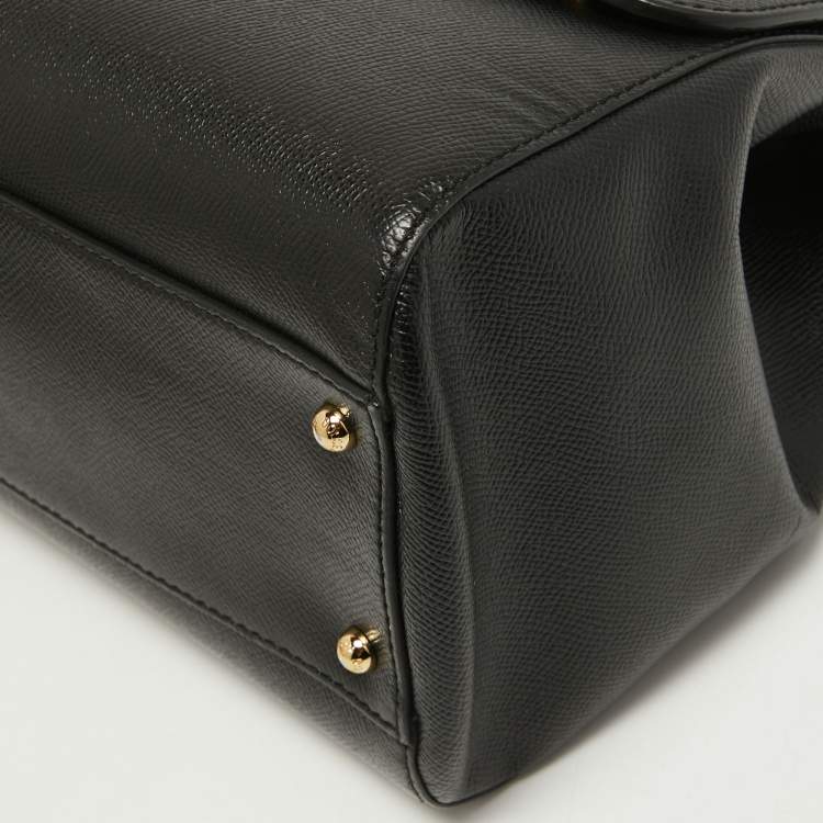 Pre Owned Dolce & Gabbana Black Leather Large Miss Sicily Top Handle Bag