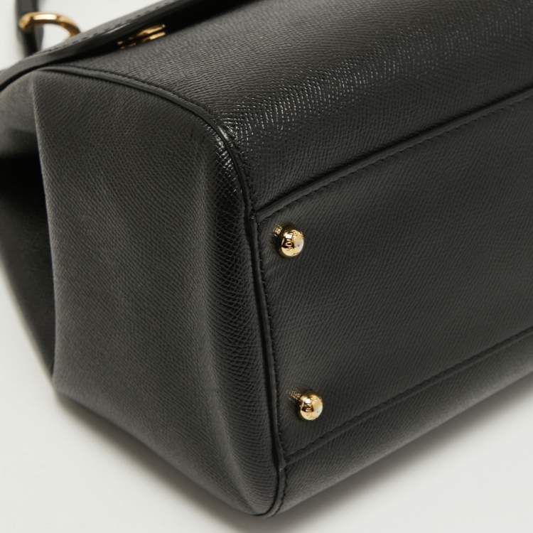 Pre Owned Dolce & Gabbana Black Leather Large Miss Sicily Top Handle Bag